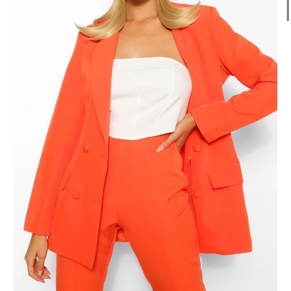 Boohoo Jackets & Blazers - Boohoo double breasted pocket orange blazer
